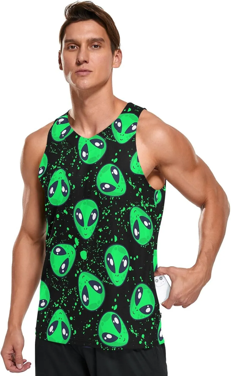 Men's Quick Dry Sports Tank Tops for Gym Athletic Fitness Running Workout Beach Sleeveless Shirts with Pocket