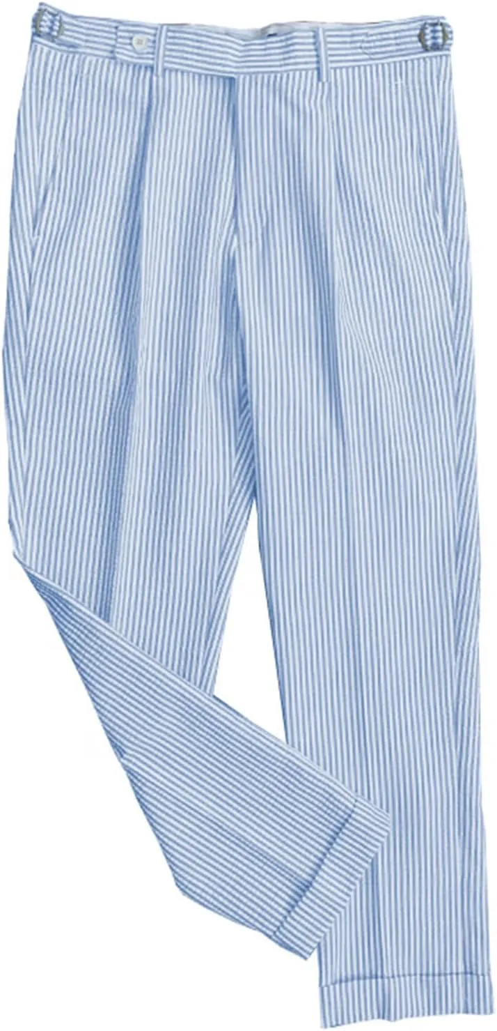 Men's Seersucker Pants Slim Fit Pants Casual Work Long Pants Wedding Parties Stripe Dress Pants