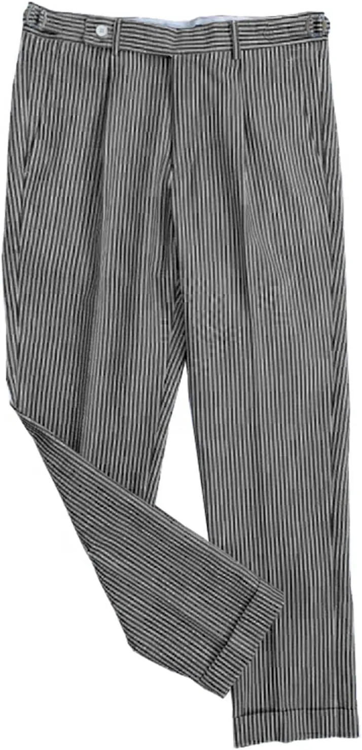 Men's Seersucker Pants Slim Fit Pants Casual Work Long Pants Wedding Parties Stripe Dress Pants