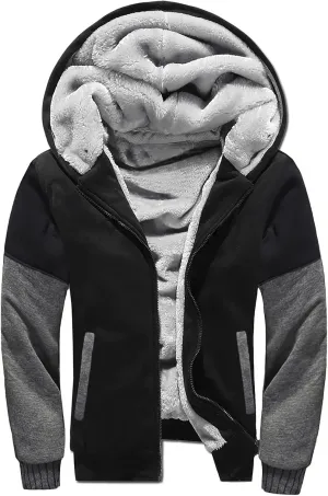 Mens Sherpa Hoodie Big And Tall Zip Up Jacket Heavyweight Fleece Lined Hooded Sweatshirt Warm Thick Winter Coat