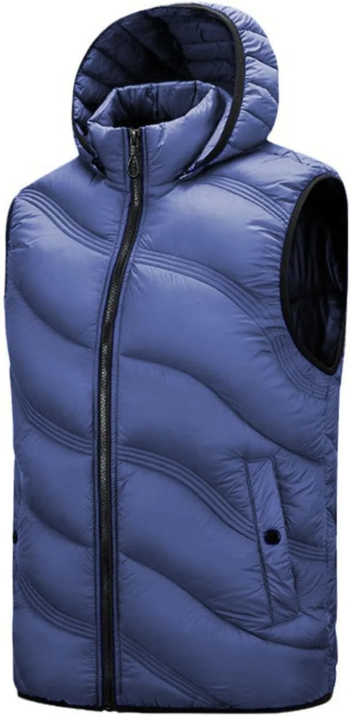 Men's Snow Waistcoat Fall Winter Warm Cotton Padded Sleeveless Jackets Plus Size Zipper Vest Coat Overcoat Outwear