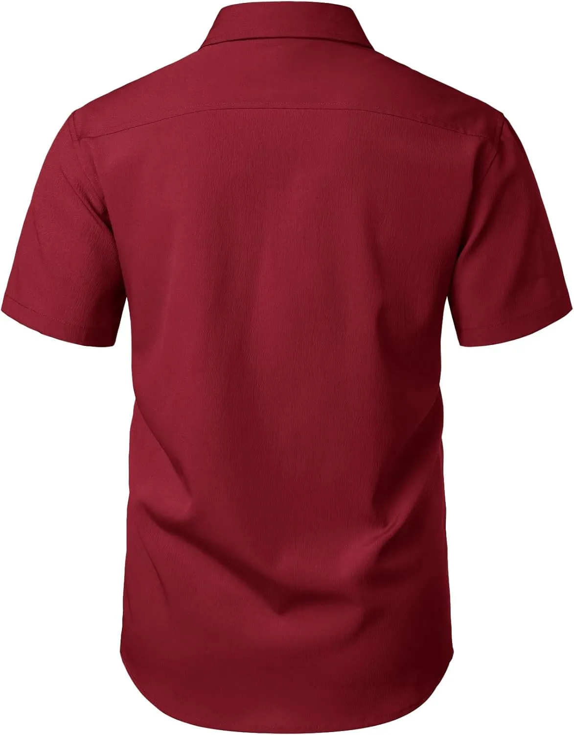 Men's Stretch Wrinkle Free Short Sleeve Texture Shirt Summer Lightweight Button Down Shirts for Beach Vacation