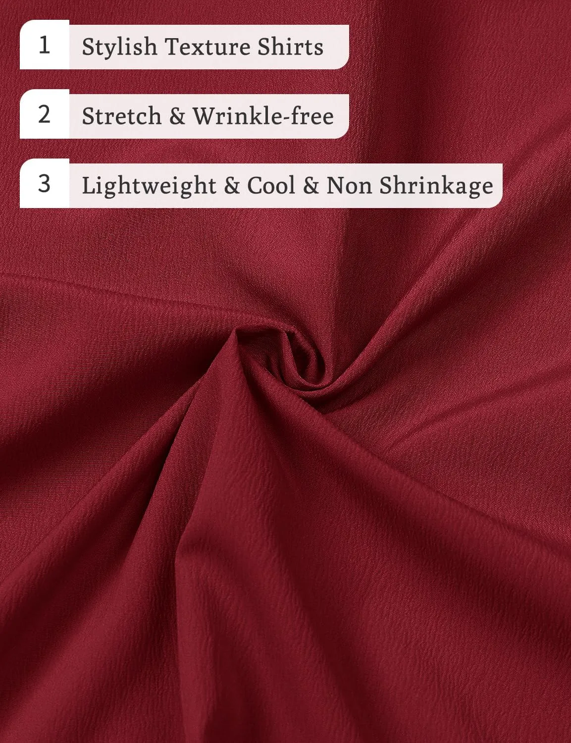 Men's Stretch Wrinkle Free Short Sleeve Texture Shirt Summer Lightweight Button Down Shirts for Beach Vacation