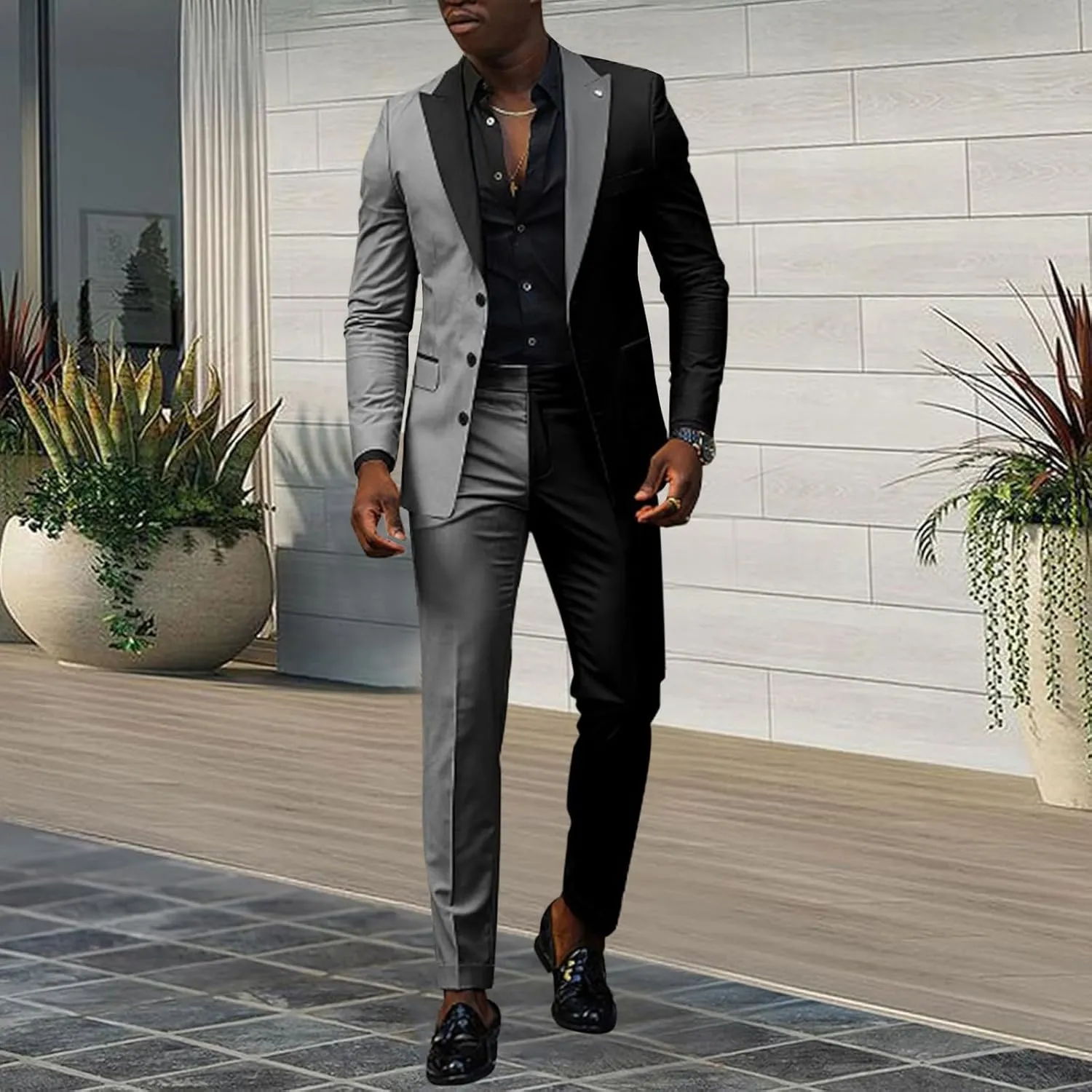 Mens Stylish Suit Sets Slim Fit 3 Button Blazer Jacket and Pants Wedding Prom Tuxedo Set Casual Business Suit Sets