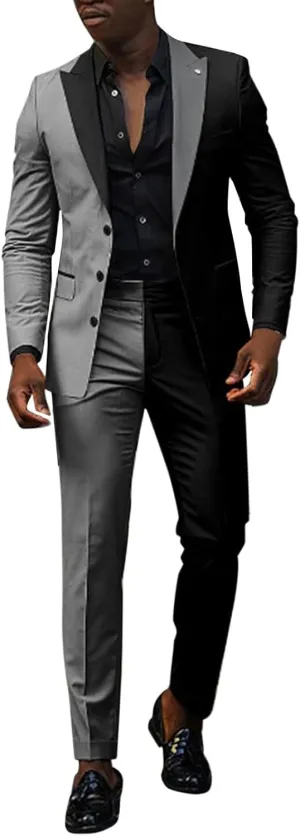 Mens Stylish Suit Sets Slim Fit 3 Button Blazer Jacket and Pants Wedding Prom Tuxedo Set Casual Business Suit Sets
