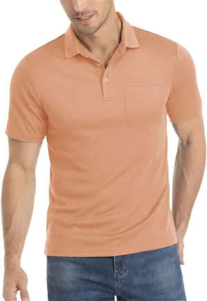 Men's Summer Quick Dry Polos T-Shirts Breathable Sport Hiking Tee Shirts Casual Golf Tennis Tops with Pocket