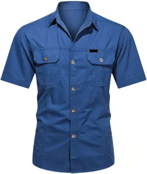 Men's Summer Quick Dry Short Sleeve Tactical Shirt Thin Lapel Cargo Shirts Tops Outdoor Hiking Military Shirt