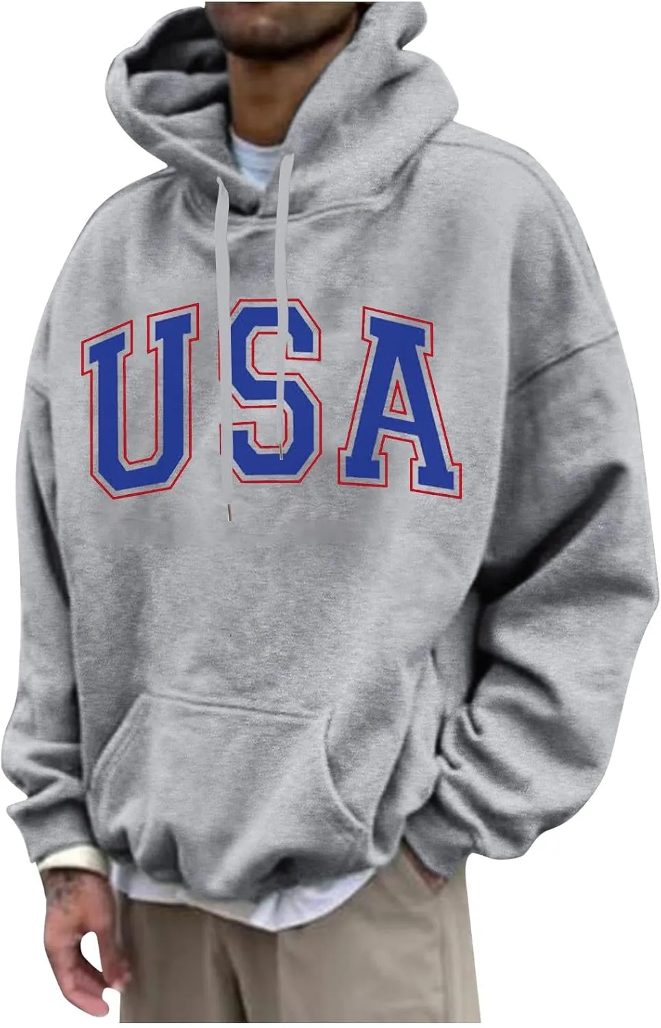 Mens Sweatshirt For Long Sleeve Graphic Loose Fashion Pockets Casual Drawstring Hoodies