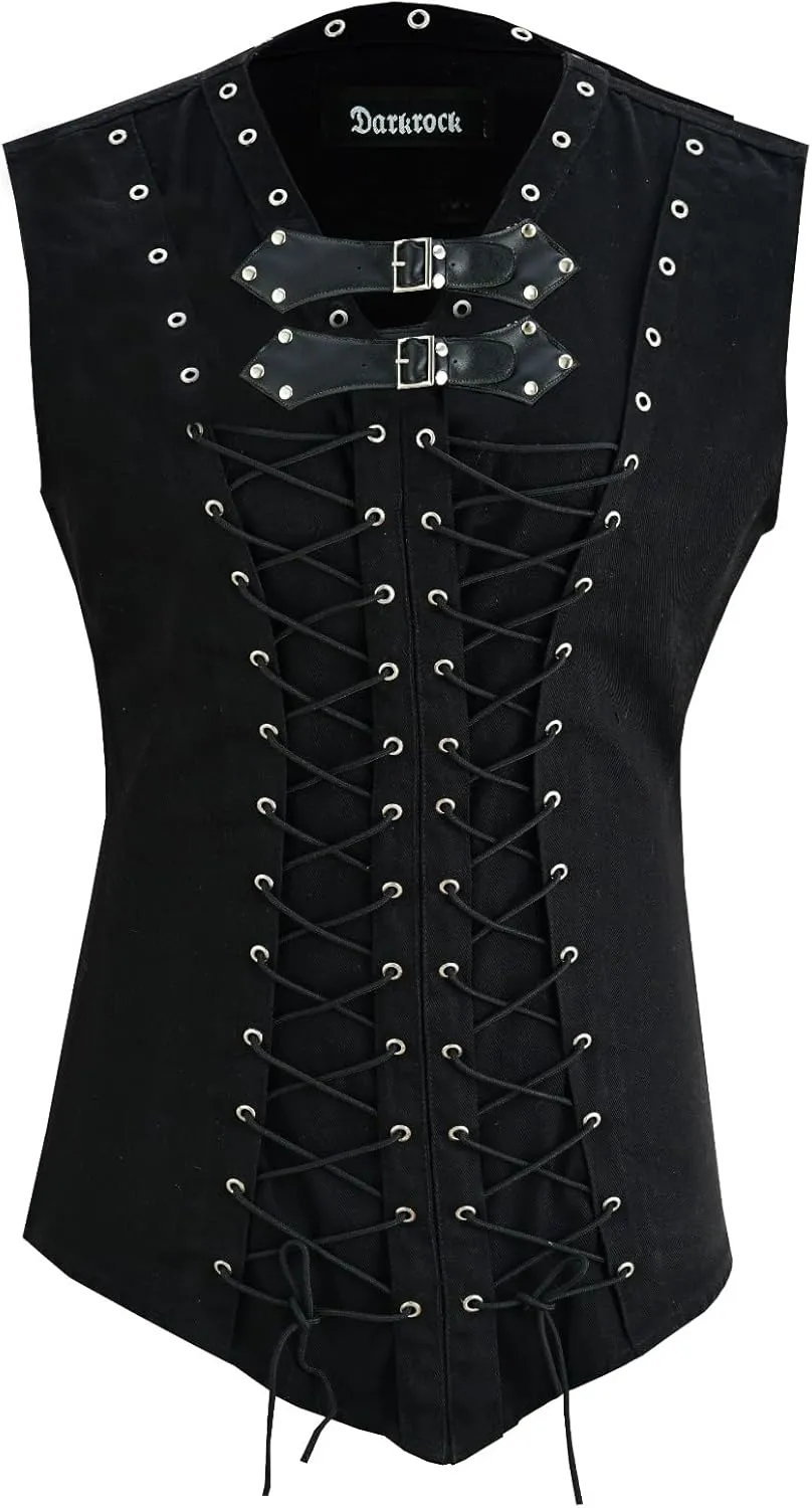 Men's T-Shirt Steampunk Gothic Visual kei Vest Tank Top Sleeveless Black Shirt