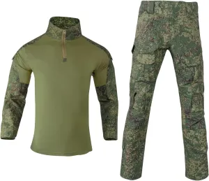 Men's Tactical Combat Shirt and Cargo Pants Set Long Sleeve Outdoor Hunting Military Uniform 1/4 Zip 2 Piece Outfits