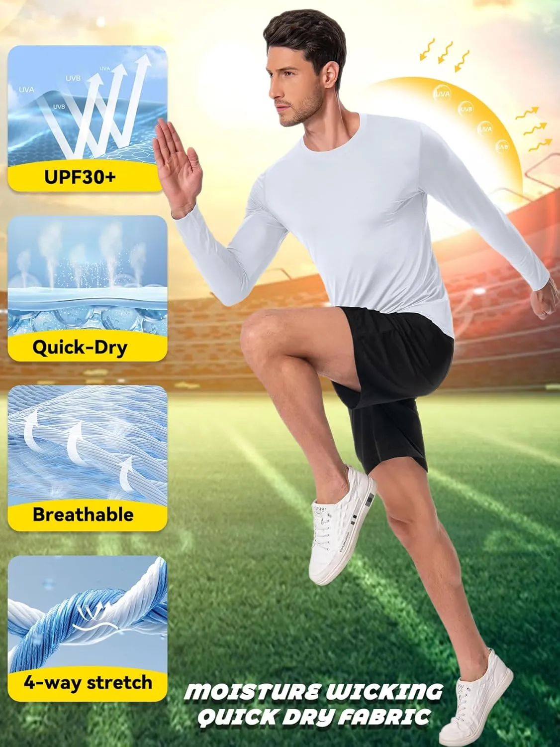 Men's UPF 30  Shirts Long Sleeve T-Shirt Runing Sun Shirt Moisture Wicking Top
