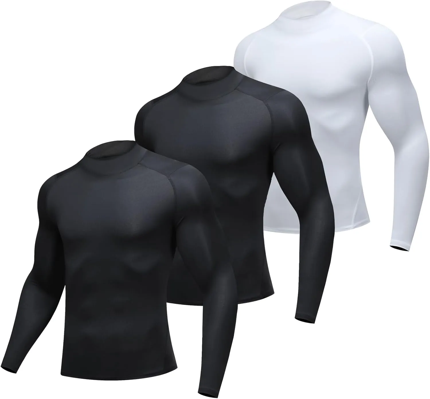 Men's UPF 50  Long Sleeve Rash Guard Compression Shirt Quick Dry Water Surf Swim Shirts Cold Gear Base Layer Ski Top