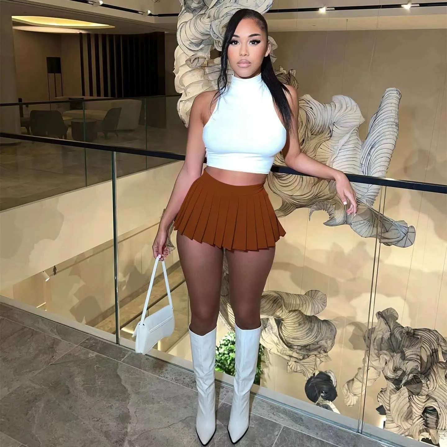 Mini Pleated Skirts for Women Sexy Cute Girl Y2k Short Cargo Skirt Women's Club Tennis Skort Skater A line with Slit