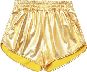 Mirawise Girls Metallic Shorts Shiny Hot Pants Sparkly Dance Outfits Short Pants