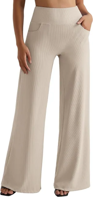MOOSLOVER Women Wide Leg Yoga Lounge Pants High Waisted Casual Pants Comfy Stretchy Loose Pants