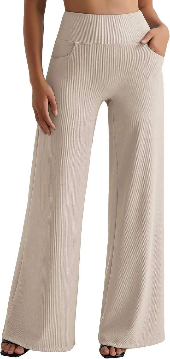 MOOSLOVER Women Wide Leg Yoga Lounge Pants High Waisted Casual Pants Comfy Stretchy Loose Pants