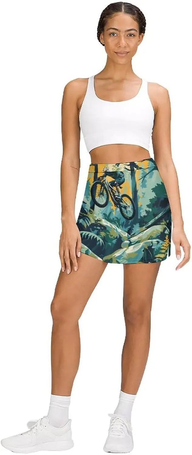 Mountain Bike Biker Women's Skort Athletic Skirt Golf Skorts A-line Skirts with Built-in Shorts Pockets