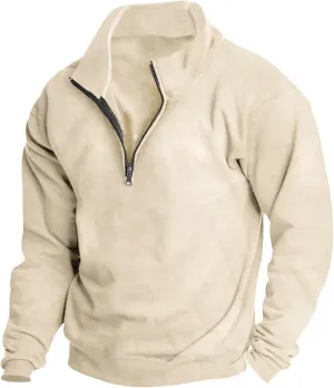 Muscularfit Crewneck Sweatshirts Men Zip Up With Designs Fashion Long Sleeve 1/4 Zip Pullover Casual Solid Lightweight Shirts