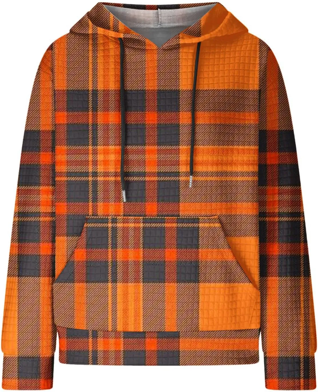 Mzkdieey Women's Fashion Long Sleeve Striped Color Block Waffle Knit Hoodie Oversized Crew Neck Loose Pullover Jumper Tops