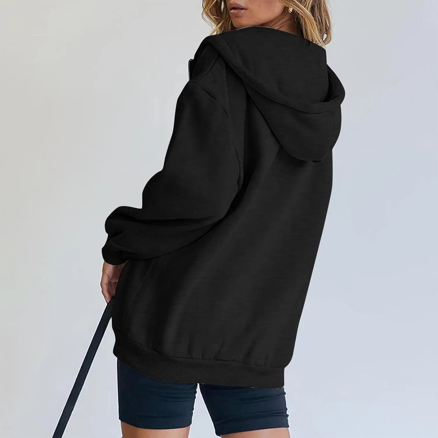 NBXNZWF Women's Zip Up Y2K Hoodies Casual Long Sleeve Oversized Sweatshirts 2025 Fall Winter Drawstring Jackets With Pockets