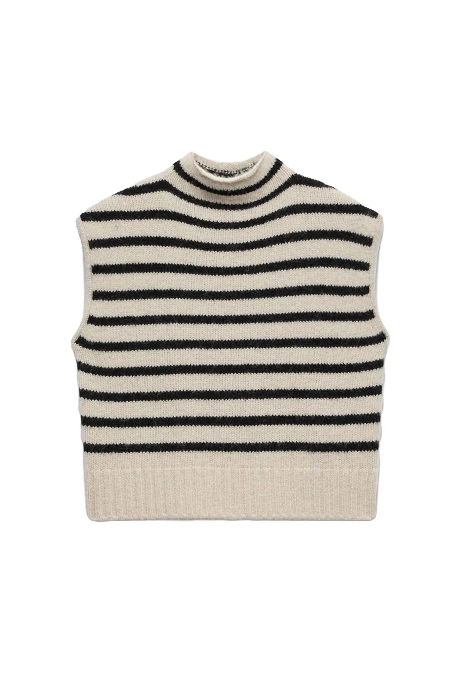 Neutral Striped Sleeveless Knit Top