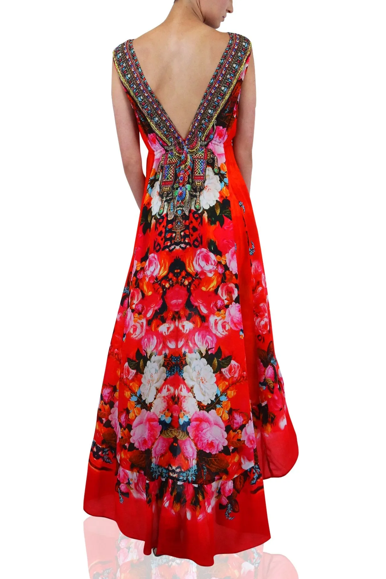 Orange Flowy Maxi Dresses For Women
