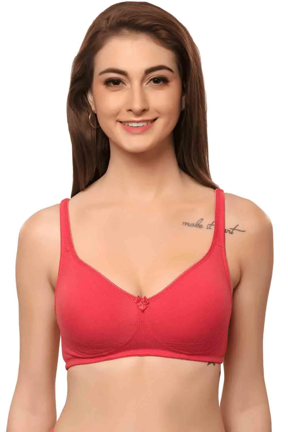 Organic Cotton  Antimicrobial  Seamless Side Support Bra (Pack of 2)-ISB057-Black_Bright Pink-