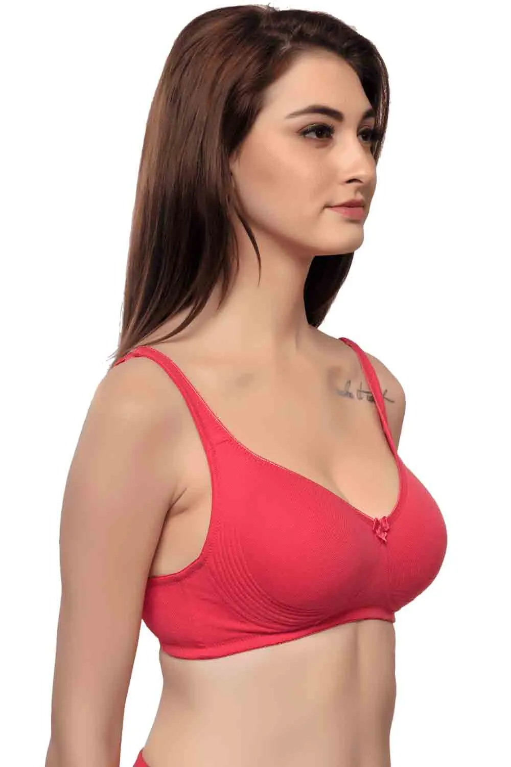 Organic Cotton  Antimicrobial  Seamless Side Support Bra (Pack of 2)-ISB057-Black_Bright Pink-