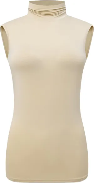 OThread & Co. Women's Sleeveless Turtleneck T-Shirt Basic Stretch Layer Comfy High Neck Tank Top