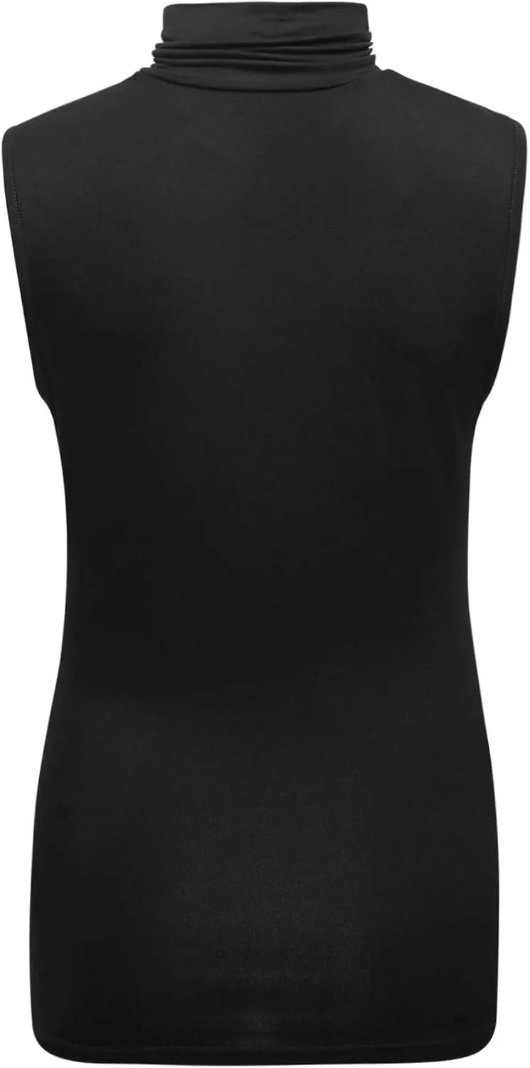OThread & Co. Women's Sleeveless Turtleneck T-Shirt Basic Stretch Layer Comfy High Neck Tank Top