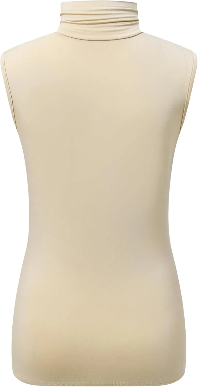 OThread & Co. Women's Sleeveless Turtleneck T-Shirt Basic Stretch Layer Comfy High Neck Tank Top