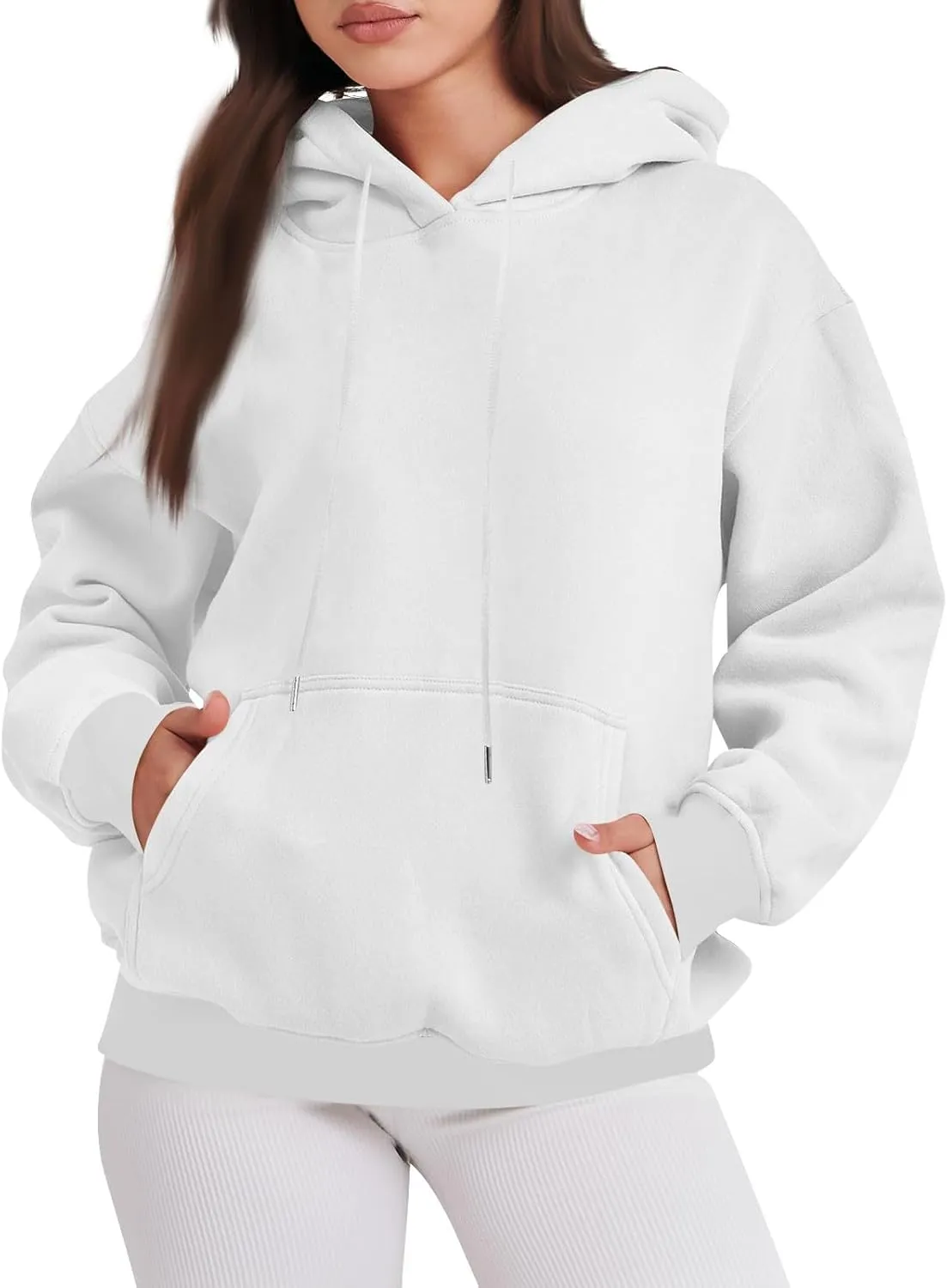 Oversized Hoodies for Women Loose Long Sleeve Crew Neck Sweatshirts Hooded Classic Solid Pullover with Pockets