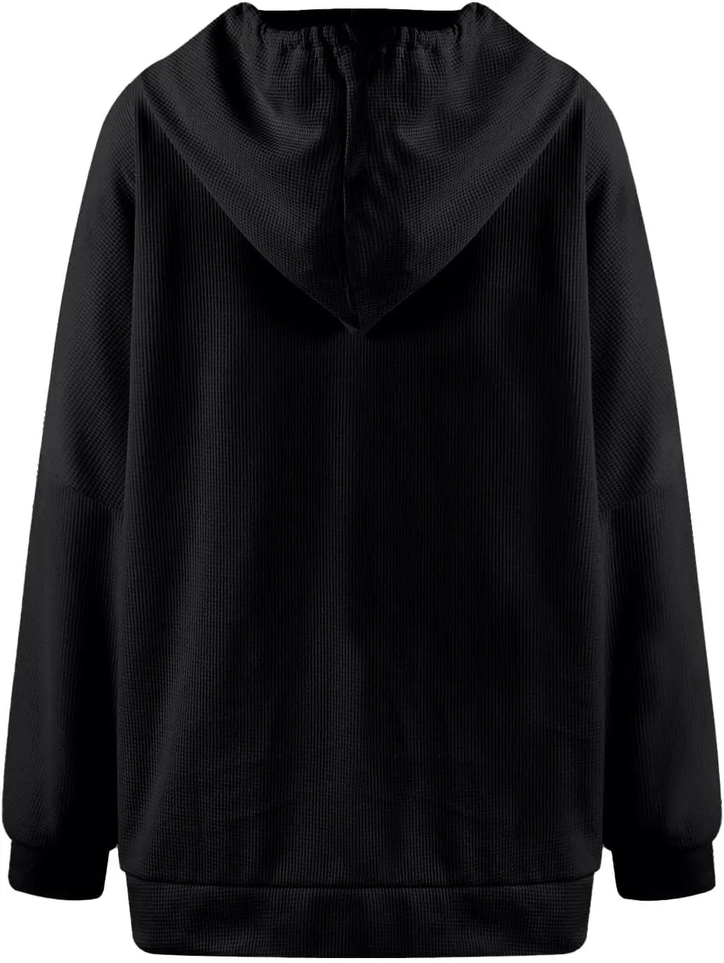 Oversized Hoodies for Women Waffle Knit Drawstring Hooded Sweatshirt with Pocket Casual Side Slit Pullover Sweaters