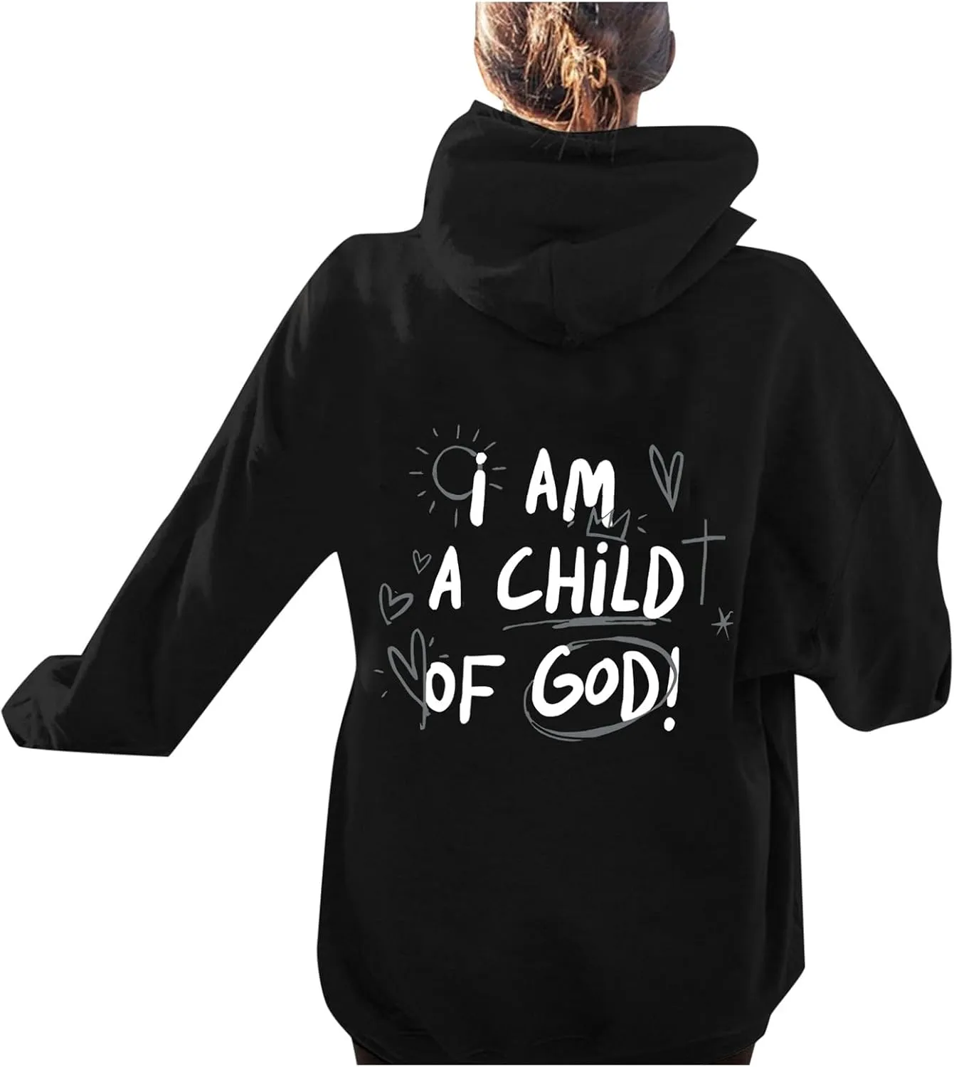 Oversized I am a Child Of God Hoodie Christian Faith Religious God Tops Man Woman Longs Sleeve Pullover Sweatshirt