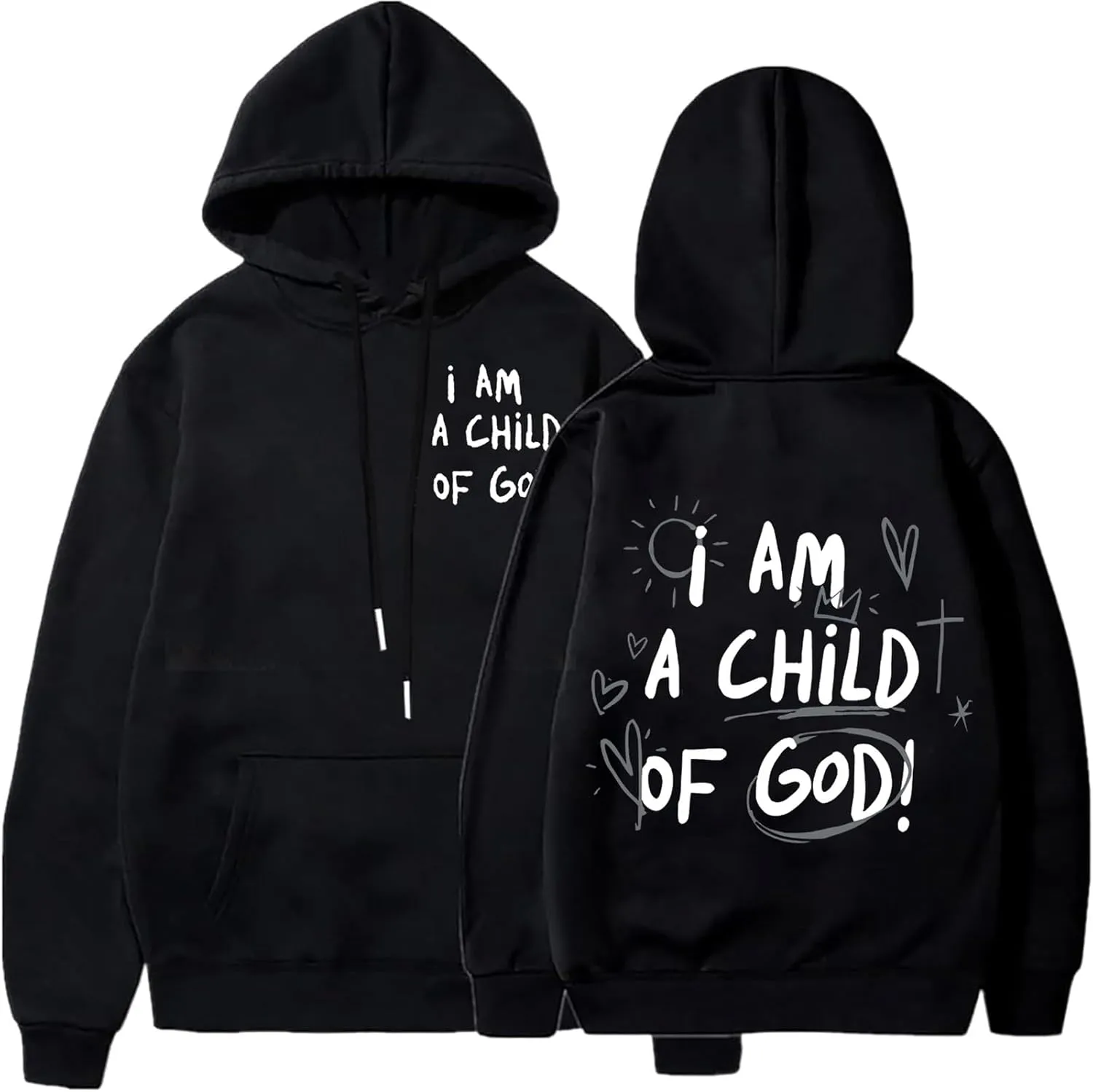 Oversized I am a Child Of God Hoodie Christian Faith Religious God Tops Man Woman Longs Sleeve Pullover Sweatshirt