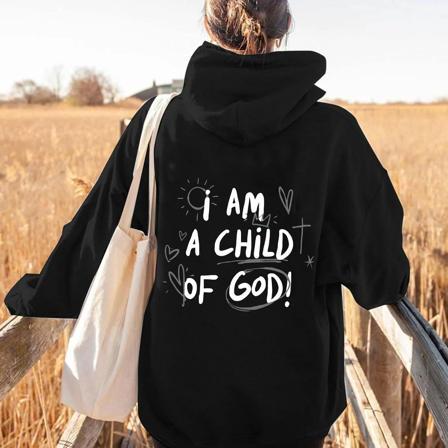 Oversized I am a Child Of God Hoodie Christian Faith Religious God Tops Man Woman Longs Sleeve Pullover Sweatshirt