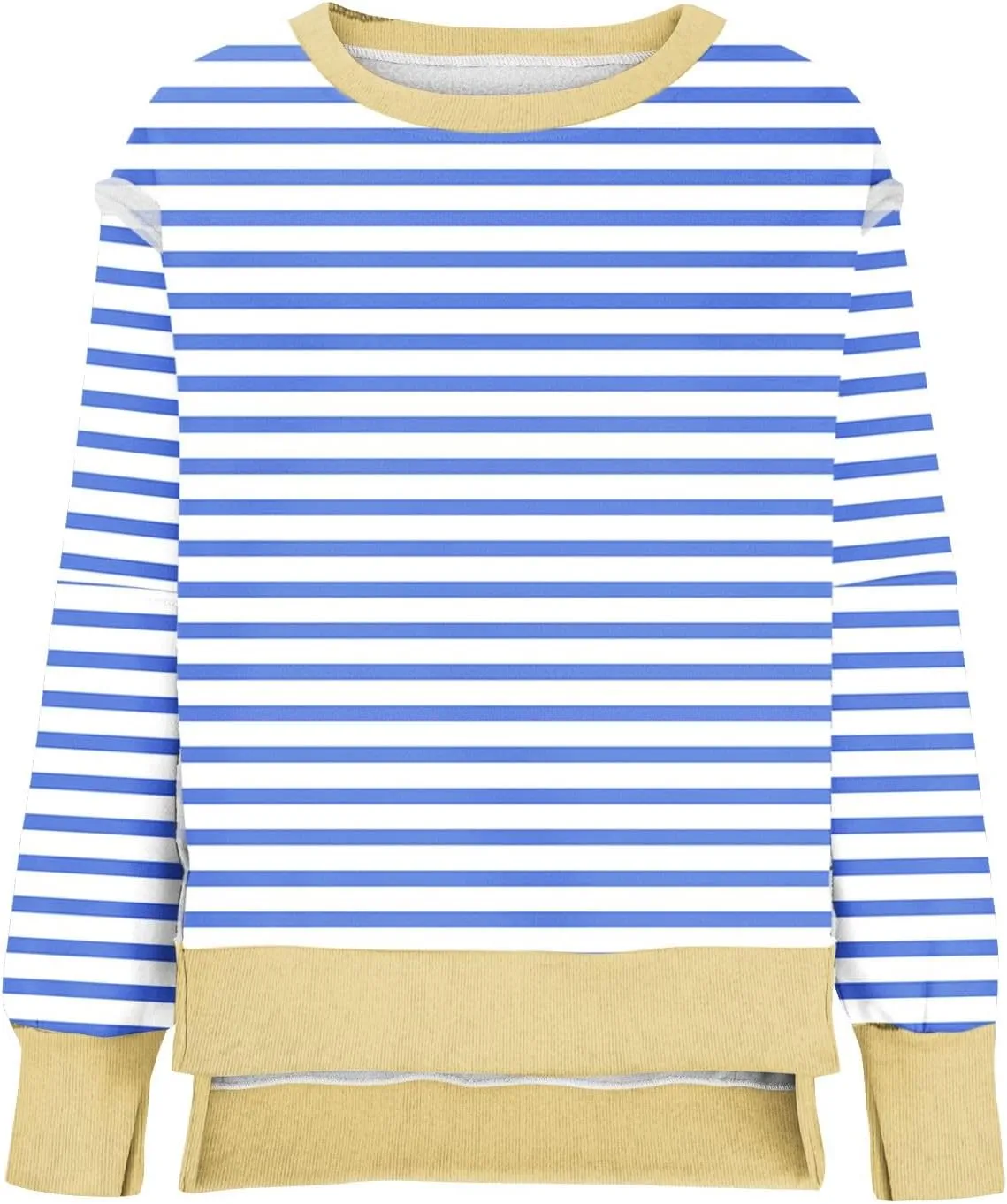 Oversized Sweatshirt for Women 2024 Long Sleeve Striped Sweatshirts Crewneck Corded Pullover Top Fall Winter Outfits