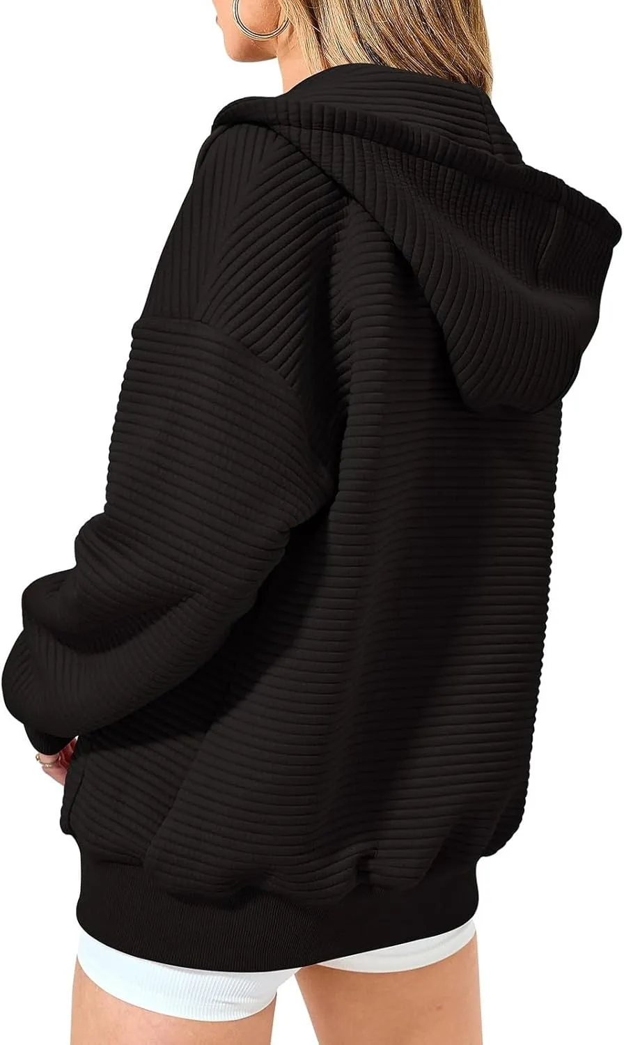 Oversized Zip Up Hoodie Women Long Sleeve Hooded Preppy Sweatshirts with Pockets Casual Jacket Y2k Fall Outfits 2024
