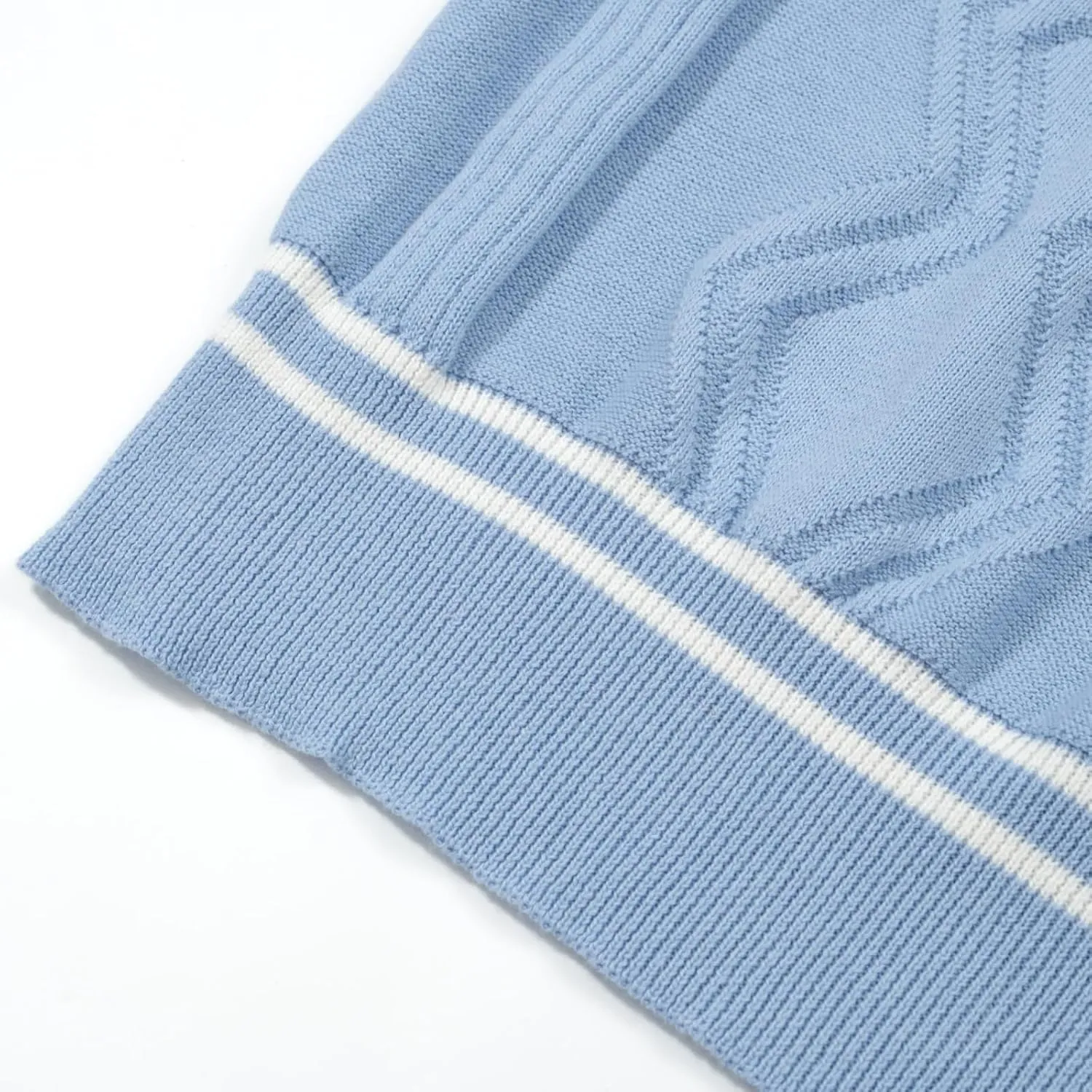 OXKNIT Mens Knitted Vintage Polo Shirt, 1960s Mod Style Retro Polo Textures Shirt with Double Line Neck