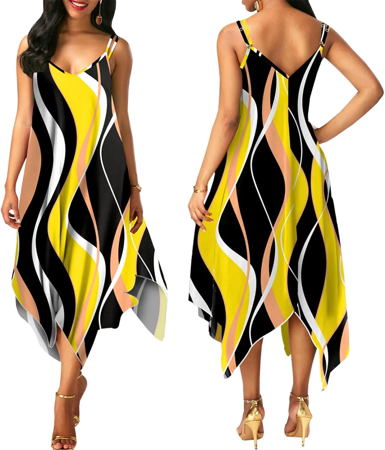 PaladMom Women's Casual Faux Wrap Maxi Dresses V Neck Short Sleeve Swing Flowy Ruffle Long Kimono Dress with Belt