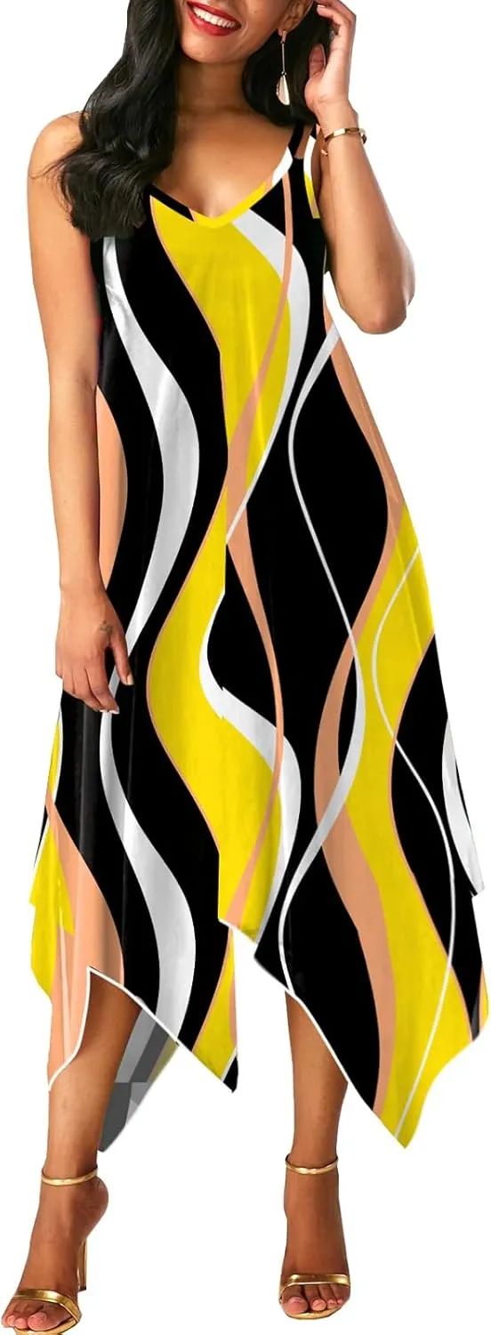 PaladMom Women's Casual Faux Wrap Maxi Dresses V Neck Short Sleeve Swing Flowy Ruffle Long Kimono Dress with Belt