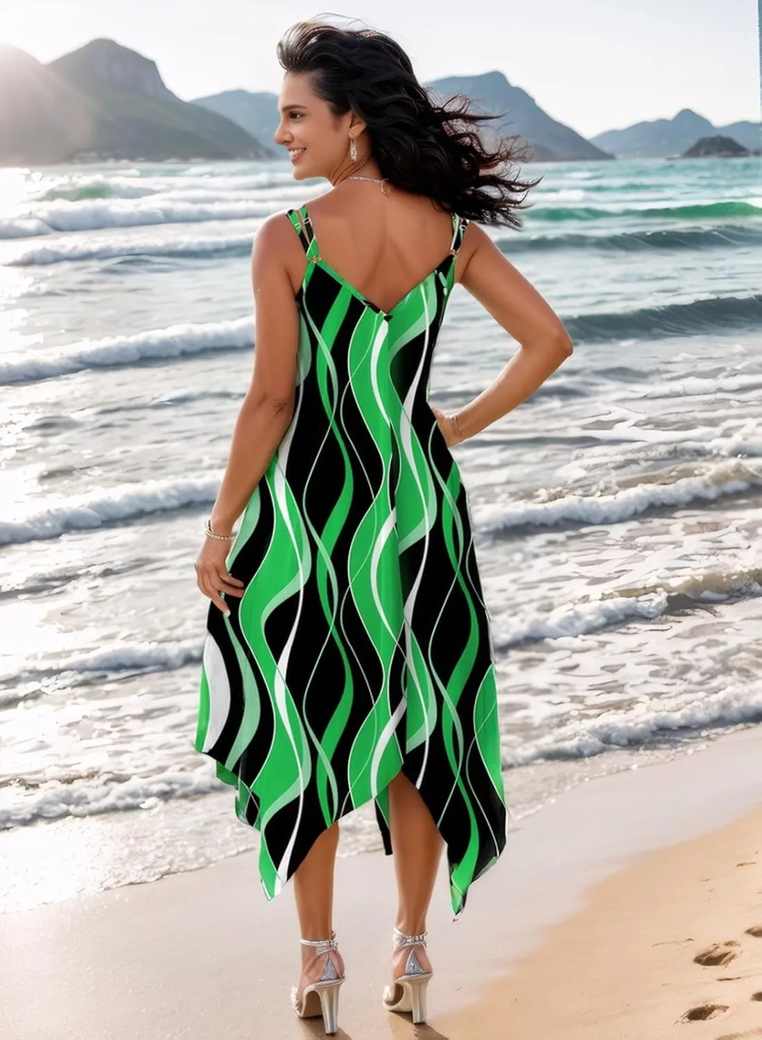 PaladMom Women's Casual Faux Wrap Maxi Dresses V Neck Short Sleeve Swing Flowy Ruffle Long Kimono Dress with Belt