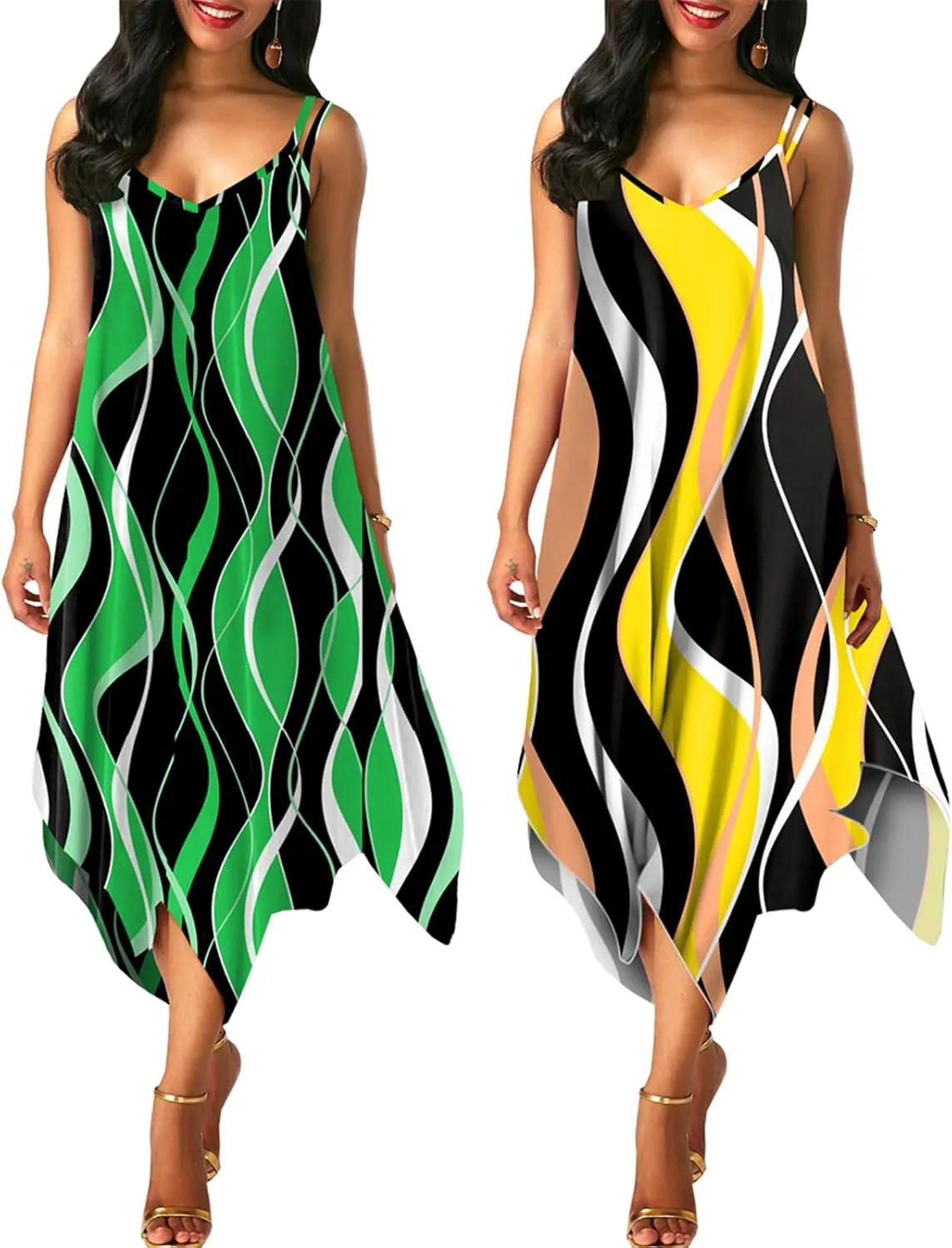 PaladMom Women's Casual Faux Wrap Maxi Dresses V Neck Short Sleeve Swing Flowy Ruffle Long Kimono Dress with Belt