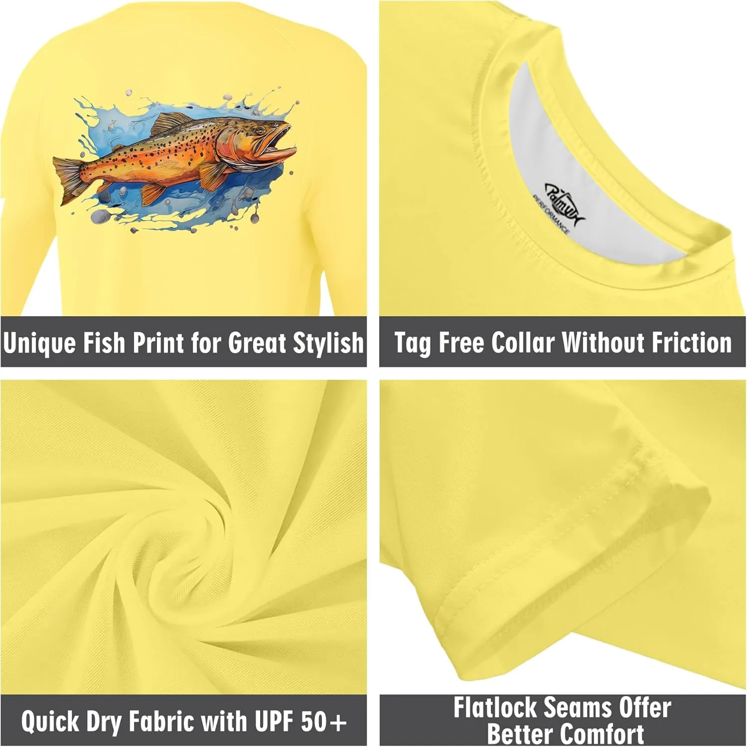 Palmyth Boys Fishing Shirt Youth Long Sleeve T-Shirt UPF 50  Sun Protection