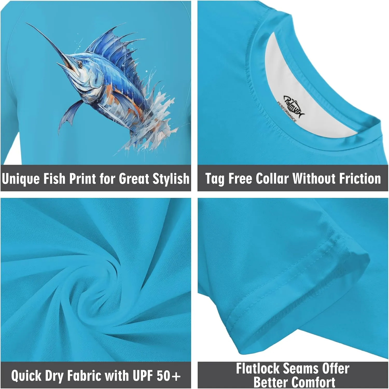 Palmyth Boys Fishing Shirt Youth Long Sleeve T-Shirt UPF 50  Sun Protection