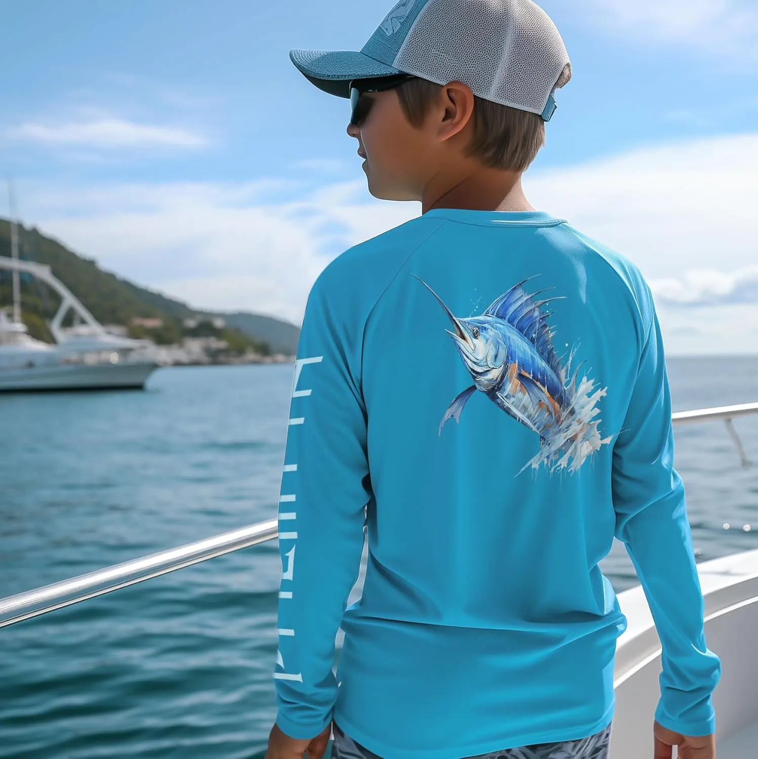 Palmyth Boys Fishing Shirt Youth Long Sleeve T-Shirt UPF 50  Sun Protection