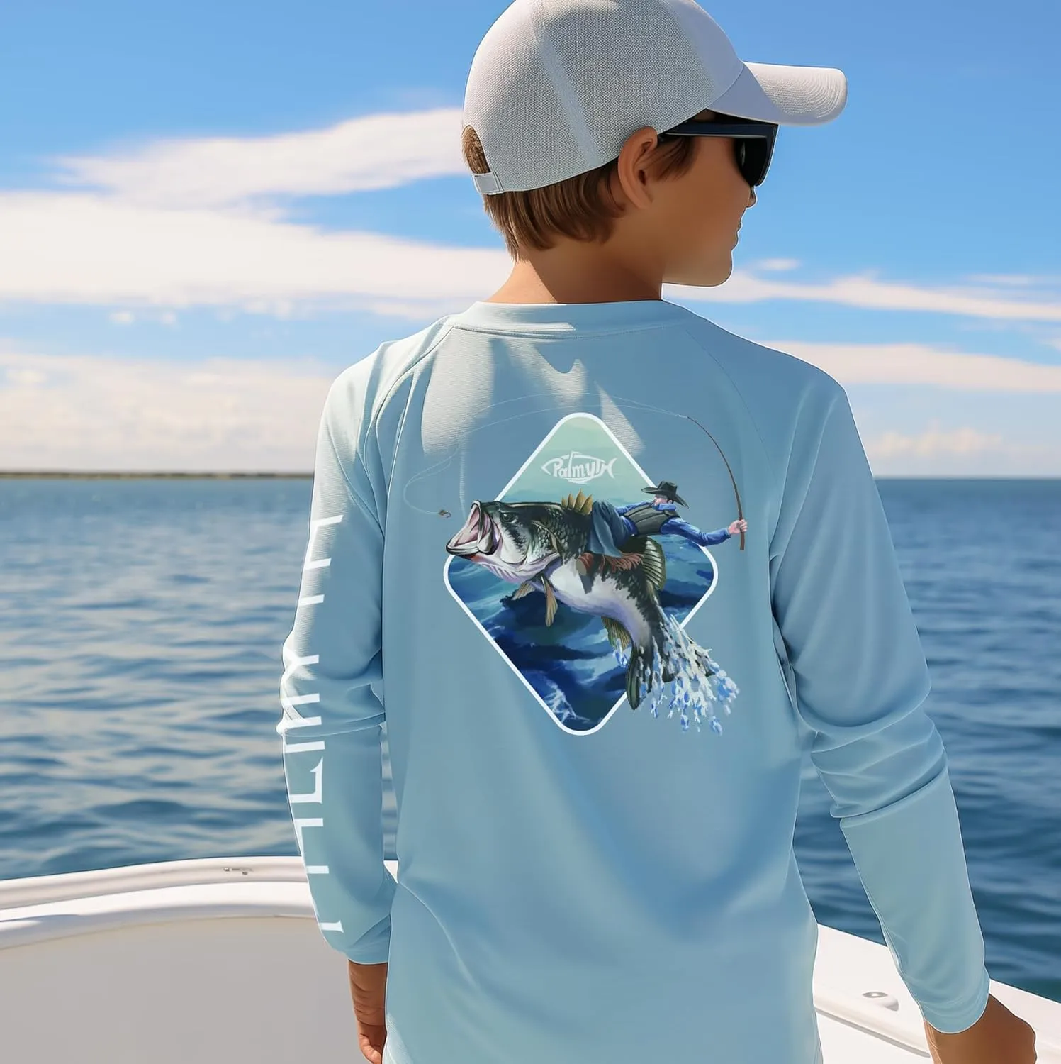 Palmyth Boys Fishing Shirt Youth Long Sleeve T-Shirt UPF 50  Sun Protection