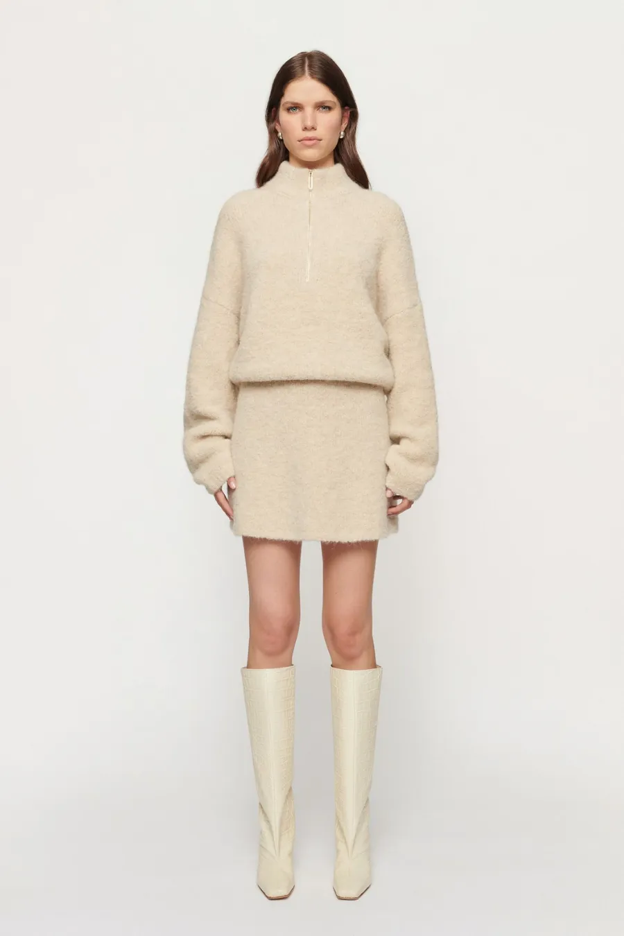 Penn Boucle Mini Skirt Alabaster