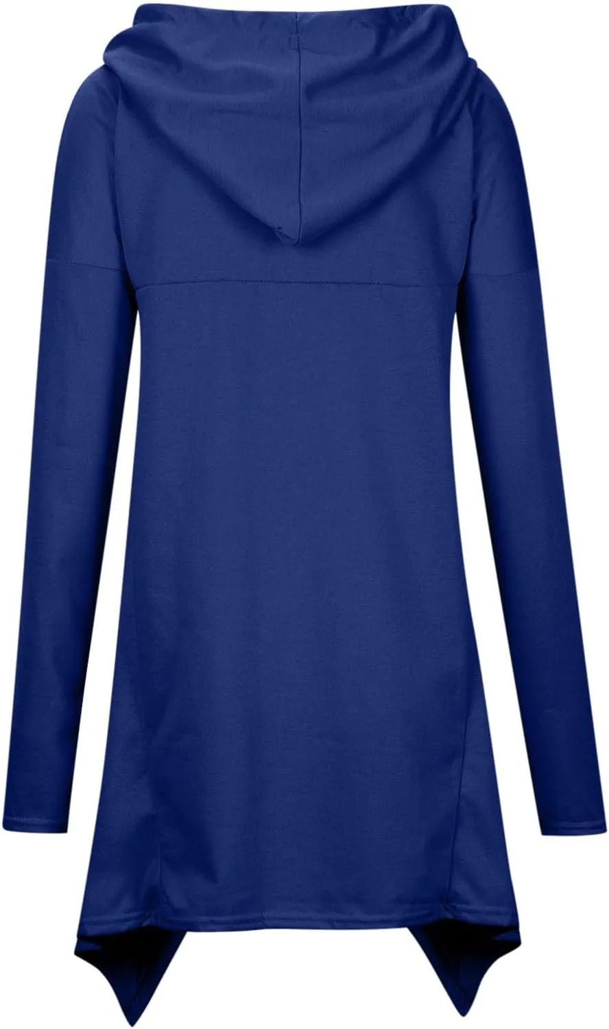 Plus Size Hoodies for Women Long Sleeve Turtleneck Tunic Goth Cloak Sweatshirt Irregular Hem Hoodie Pullover