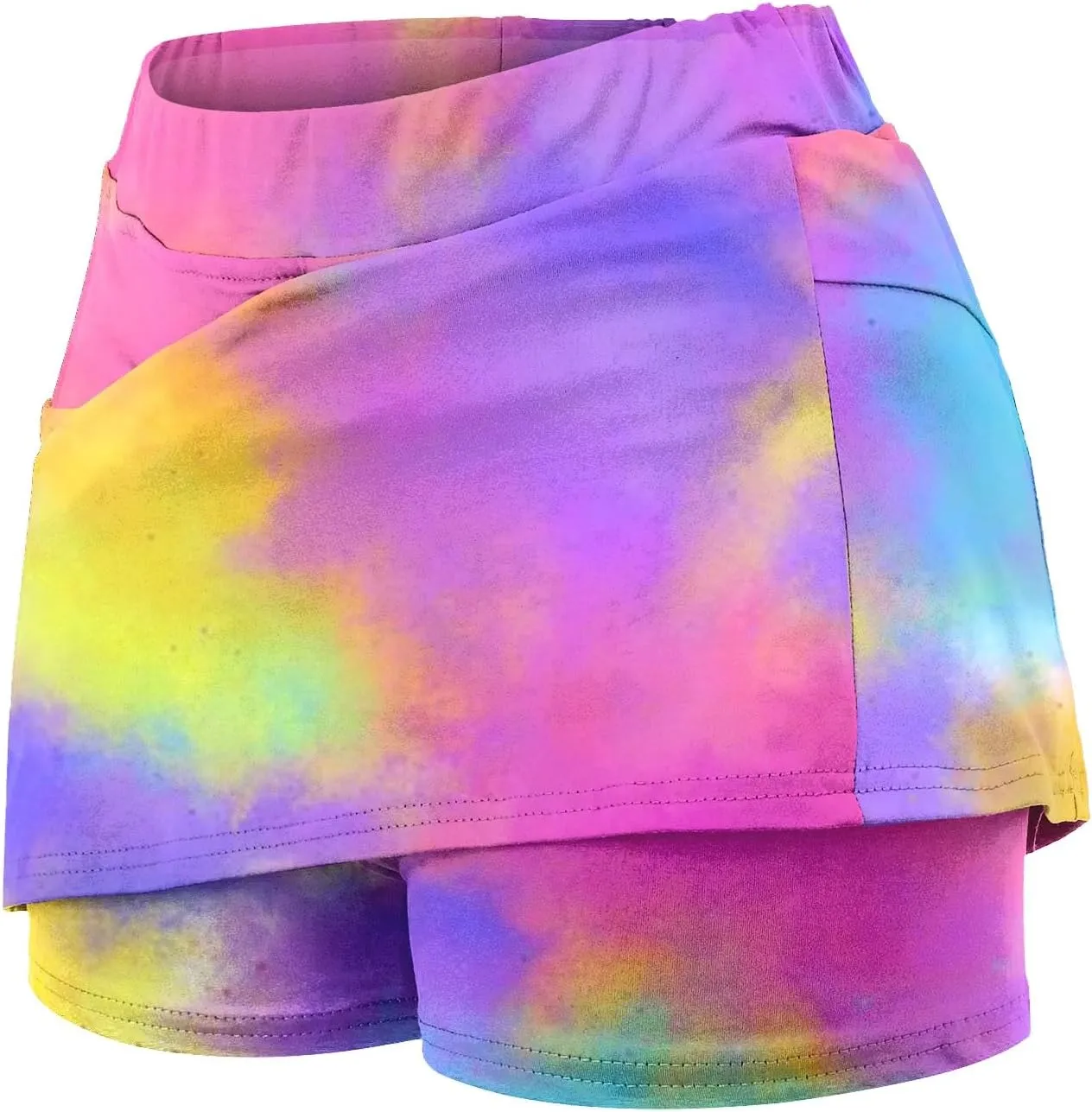 Plus Size Skorts for Curvy Women Summer Tummy Control Athletic Short High Waist Loose Casual Outfits with Pockets